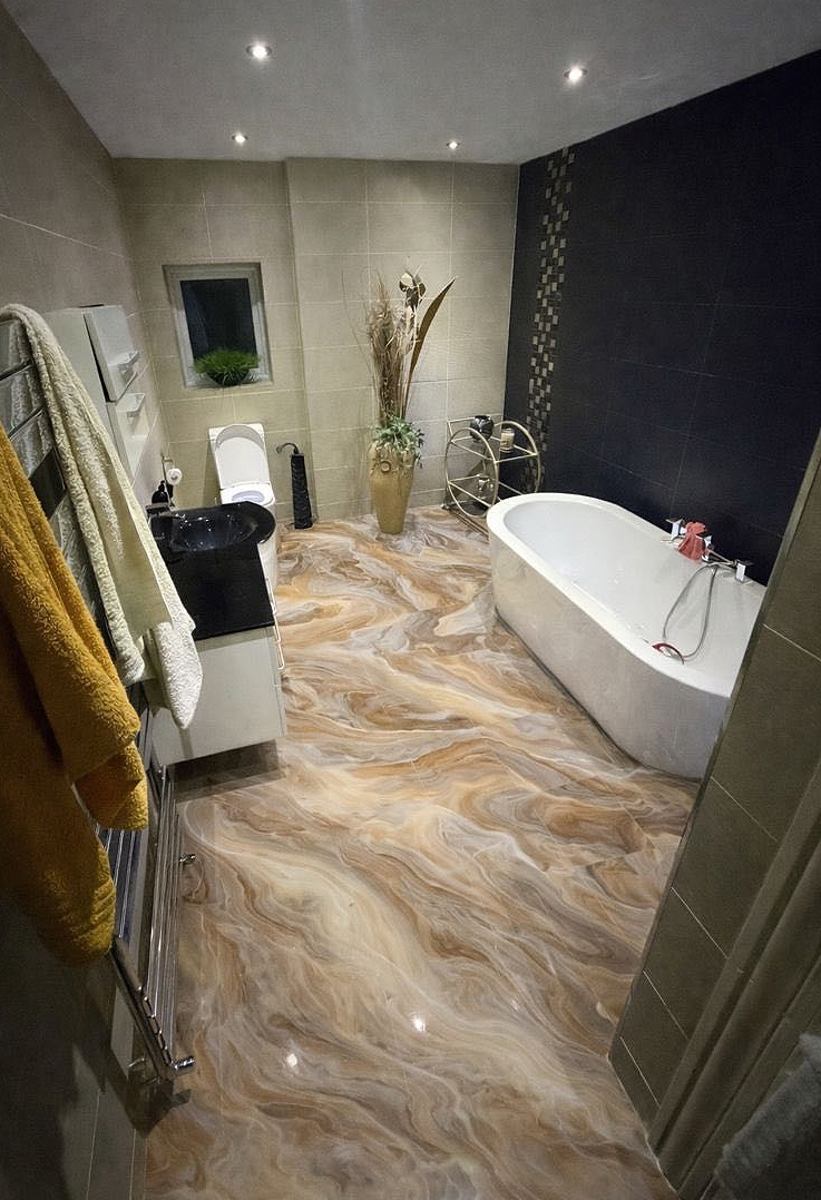 Custom-designed resin countertops with a luxury metallic look. Durable, heat-resistant, and easy to clean — ideal for kitchens, bars, and bathrooms.